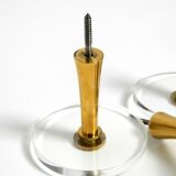 70s set of 6 coat hooks made of brass and plexiglass Vereinigte Werkstätten