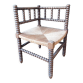 Fauteuil d'angle en bois tourné