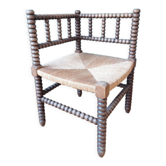 Corner armchair in turned wood
