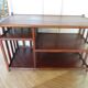 Retro side table - vinyl furniture - rattan and bamboo - 1980s