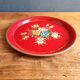 Old Red Plate Signed - Hand-Painted Floral Decoration