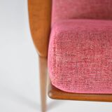 Original scandinavian armchair Stefan, restored, 1960s icon, pink