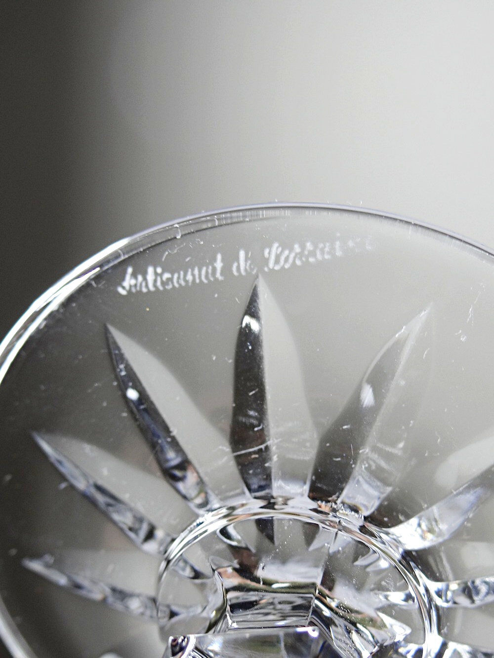 Set de 6 flûtes à champagne en cristal de Lorraine taillé main