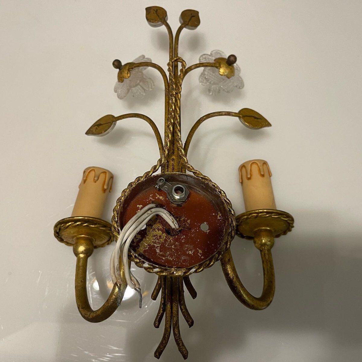 Italian Murano Glass Gilded Sconces