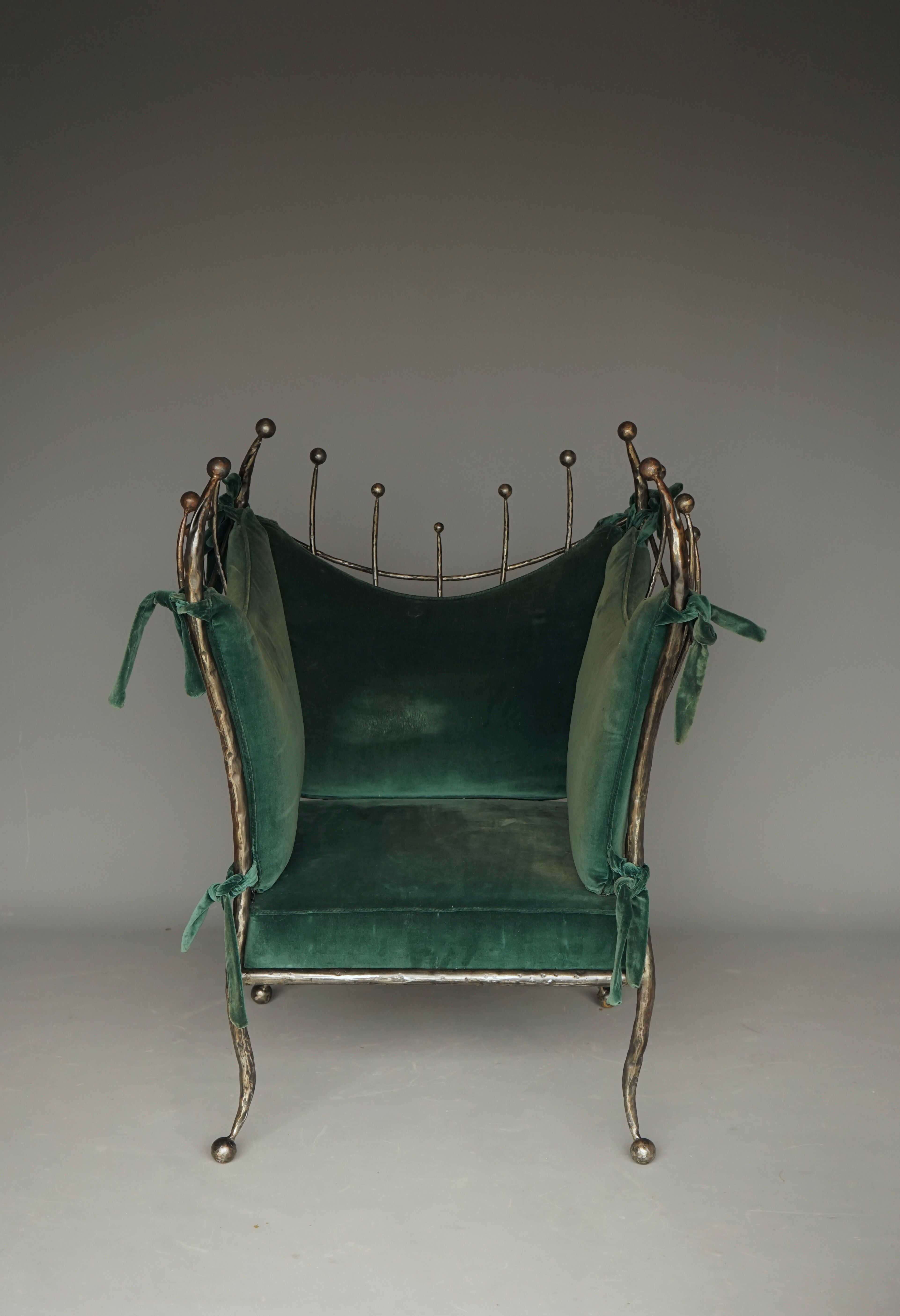 Postmodern Baroque style Armchair and Ottoman, 1980s