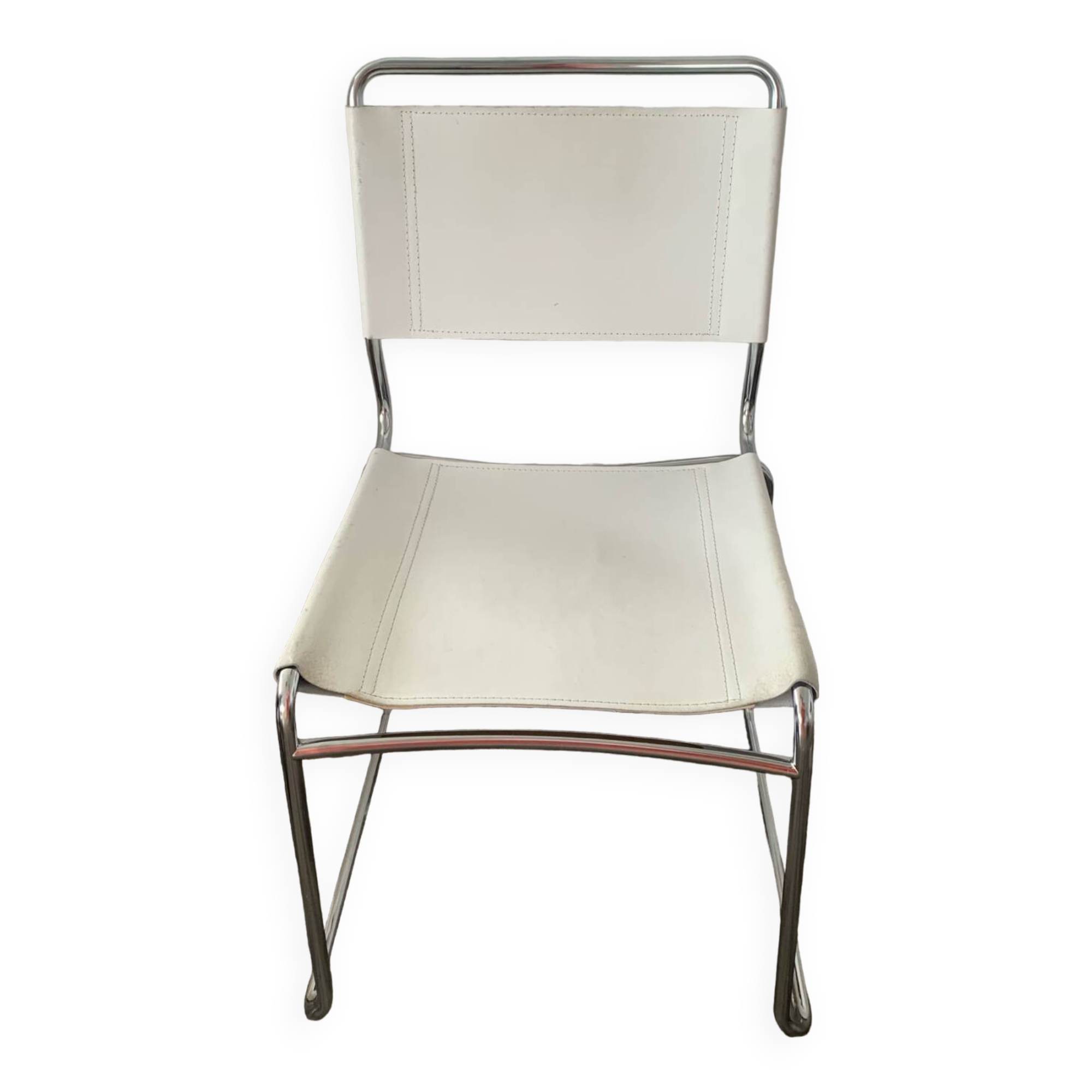 Chaise design cuir blanc