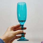 6 multicolored glass champagne flutes red orange yellow green blue purple