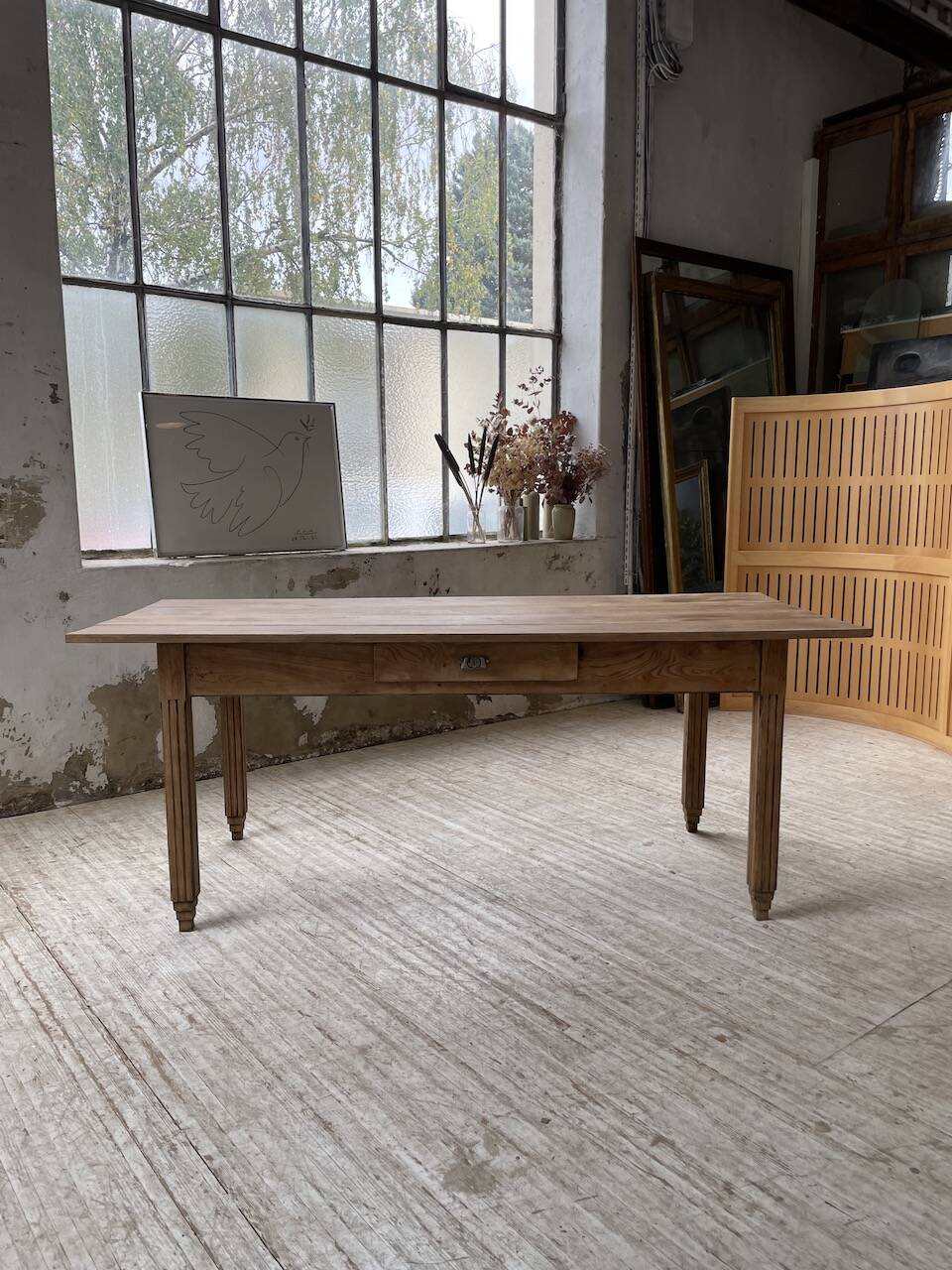1950s oak butcher's farm table