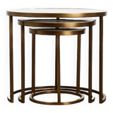 Set of Nesting Tables in Marble and Metal 1970s