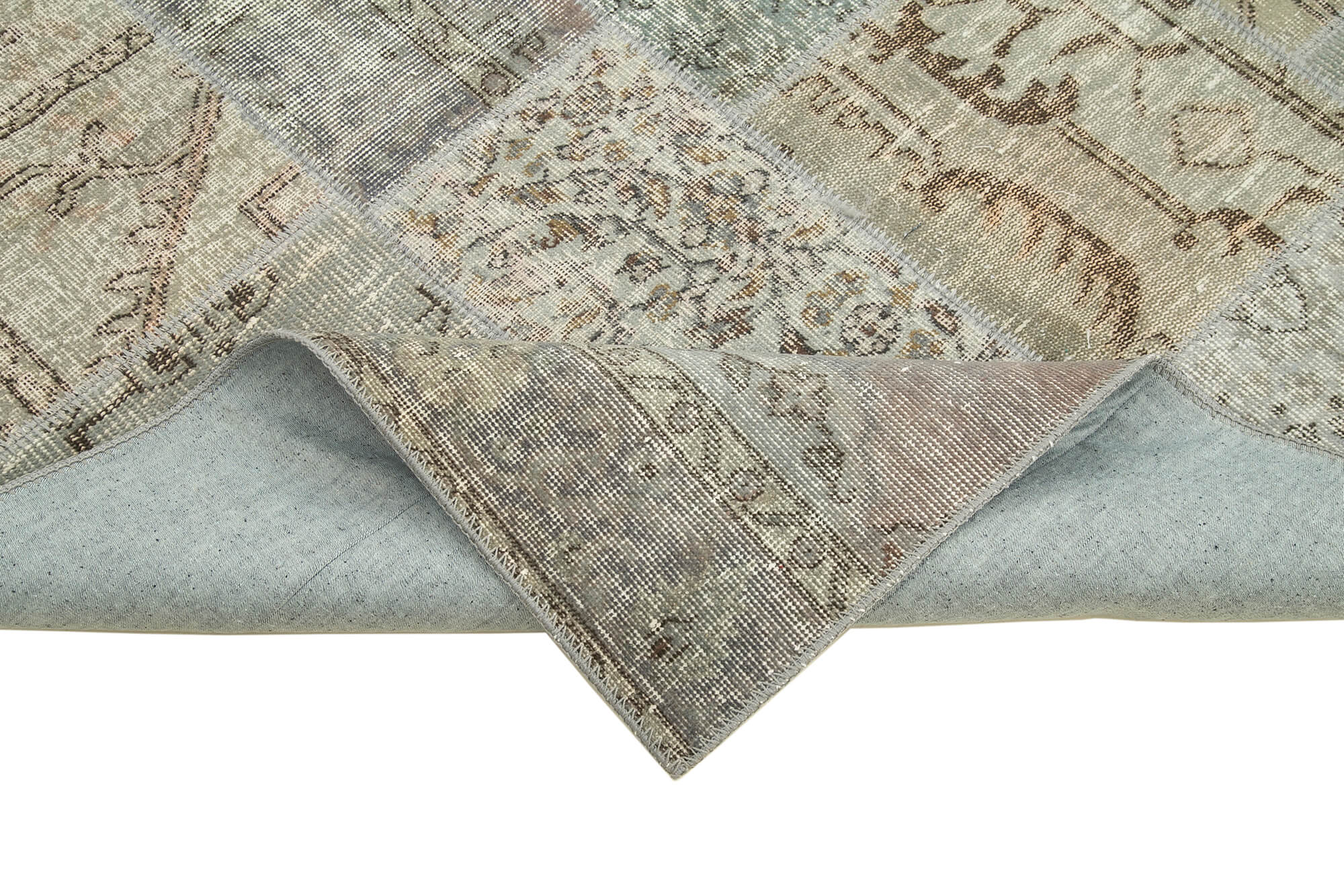 Handmade Oriental Contemporary 170 cm x 240 cm Grey Patchwork Rug