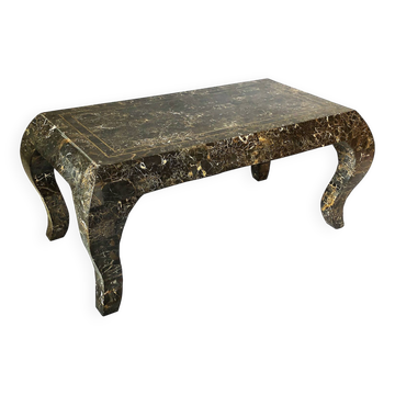 Table basse en marbre tessellé maitland smith 1980 vintage usa rare emperador 1970
