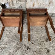 Paire chevet table nuit style louis xv bois tiroir + case vintage
