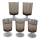 Set of 5 small glasses in smoked glass Made in France 70s