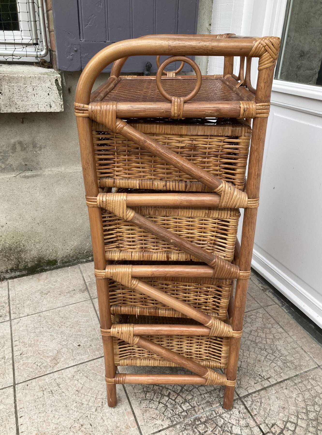 Vintage rattan chiffonier