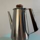 Vintage tea or coffee set in stainless steel and wood – signed Roger Insilco –