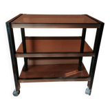 Rolling cabinet with 3 colored glass shelves