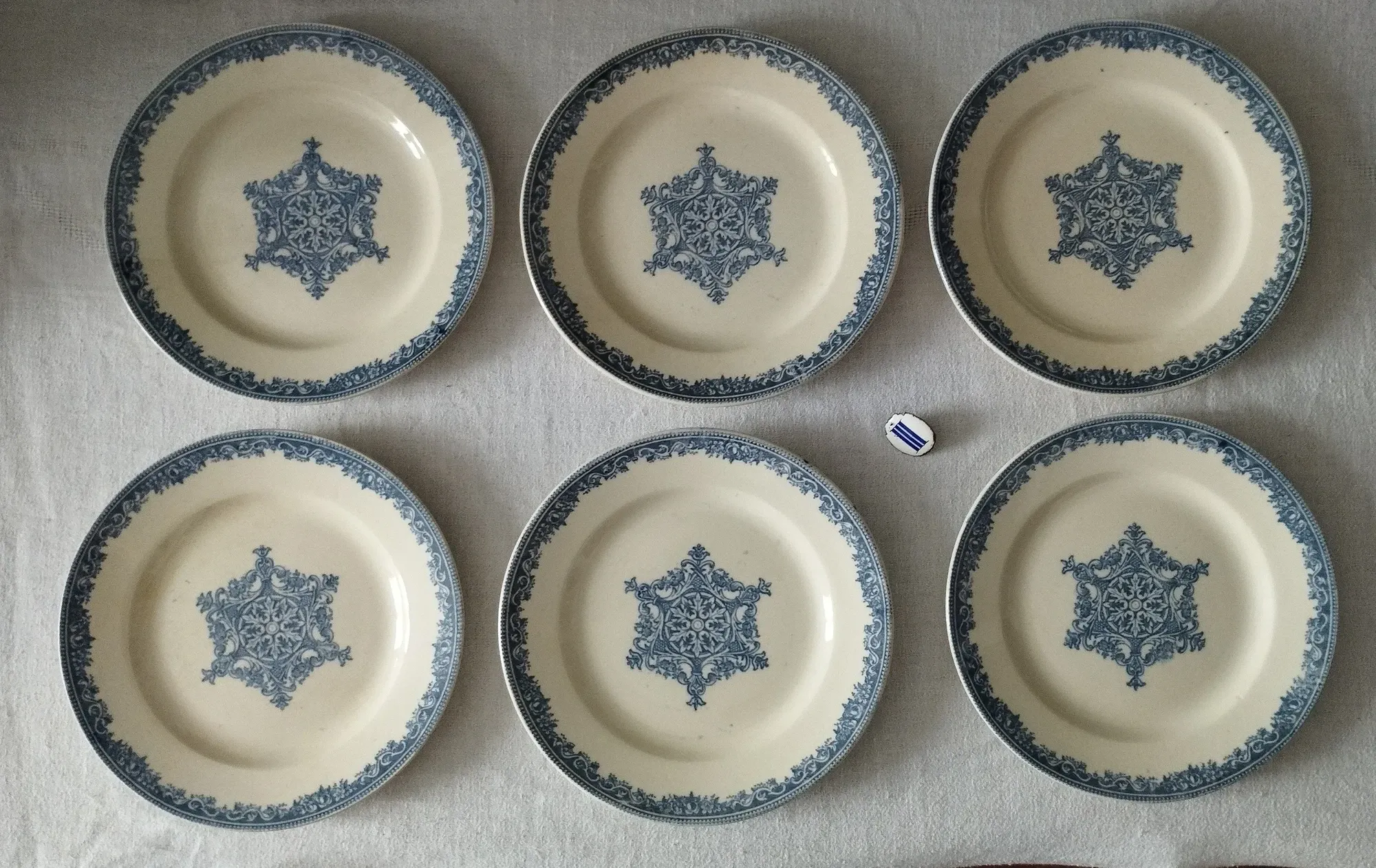 6 dessert plates ironstone J. Vieillard Bordeaux "Garland"