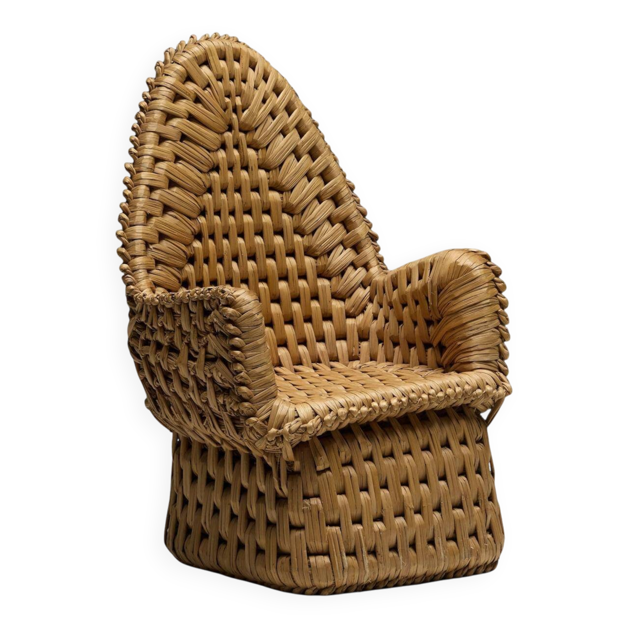 Vernacular Woven Straw Armchair, France, Early 20th Century