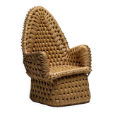 Vernacular Woven Straw Armchair, France, Early 20th Century