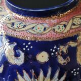 Handcrafted Chinese vase shaped ball in enamelled ceramic. Floral motifs/Ribboned friezes