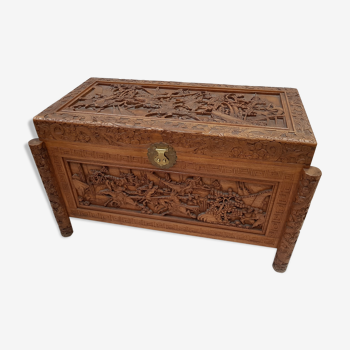 Hong Kong carved wooden chest