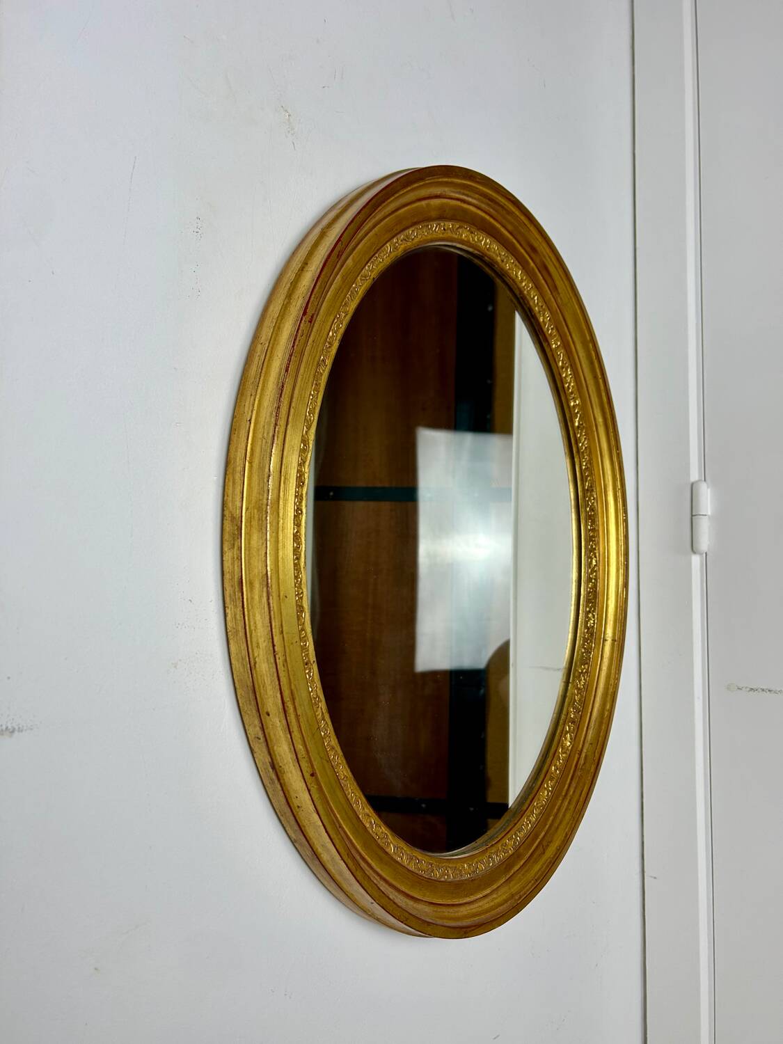 Vintage oval mirror Deknudt plus matching console