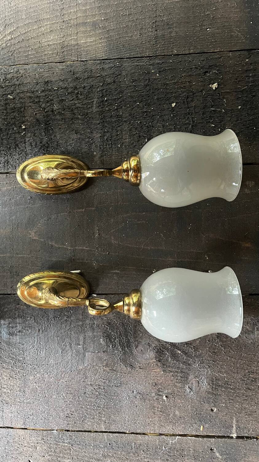 Paire d’appliques laiton et verre vintage