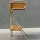 60s wooden and gold metal bedside table