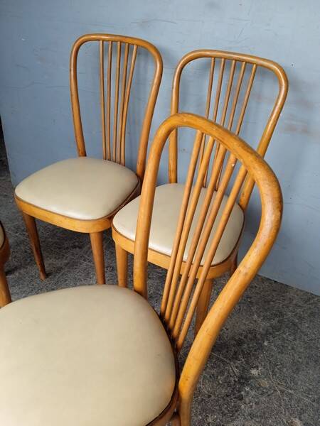 4 designer chairs in bent beech ep 1950 Italy