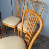 4 designer chairs in bent beech ep 1950 Italy