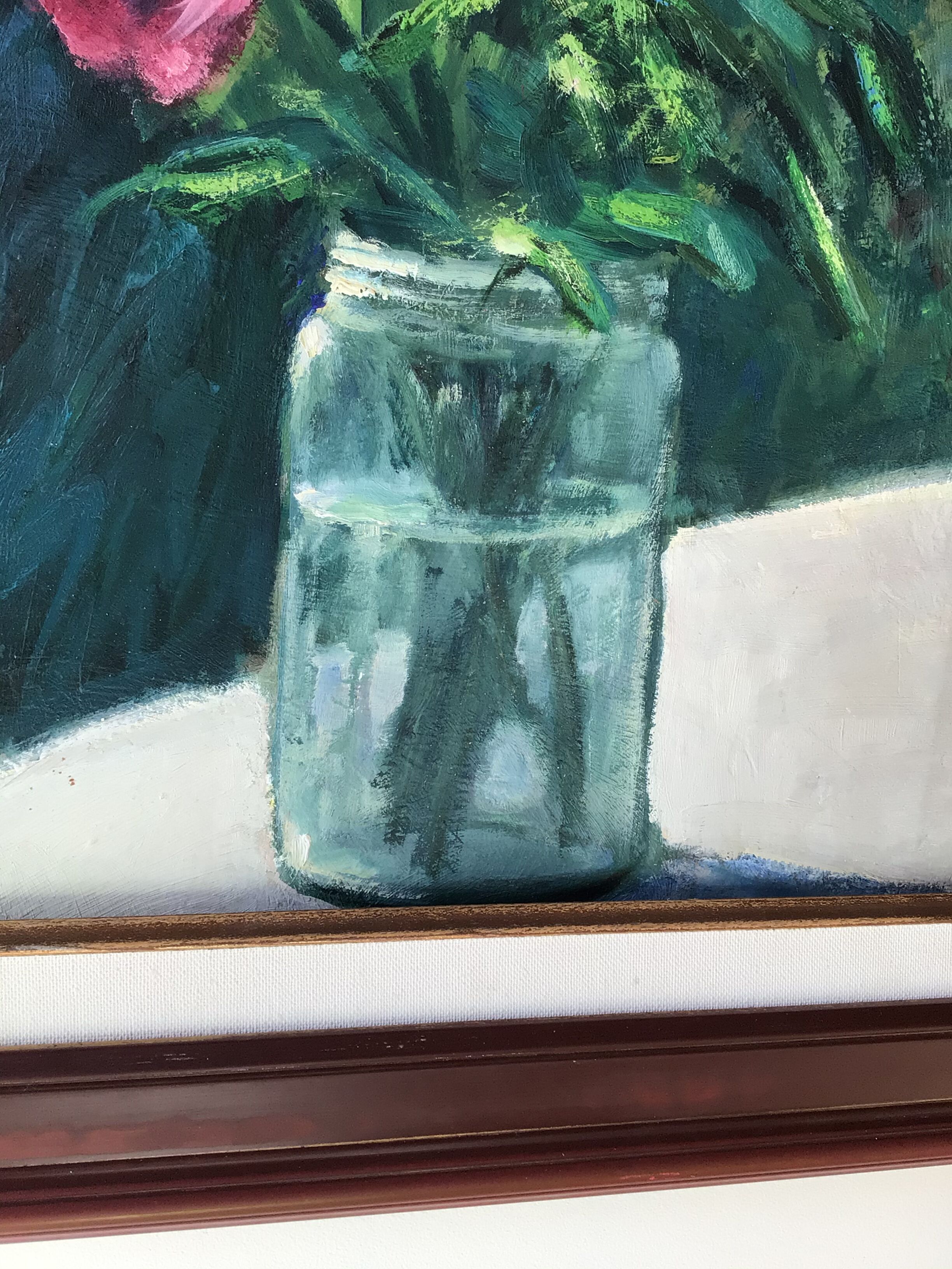 Bouquet plum paint on framed wood