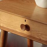 Console Vintage en Chêne Massif – Pieds Fuseaux & 2 Tiroirs