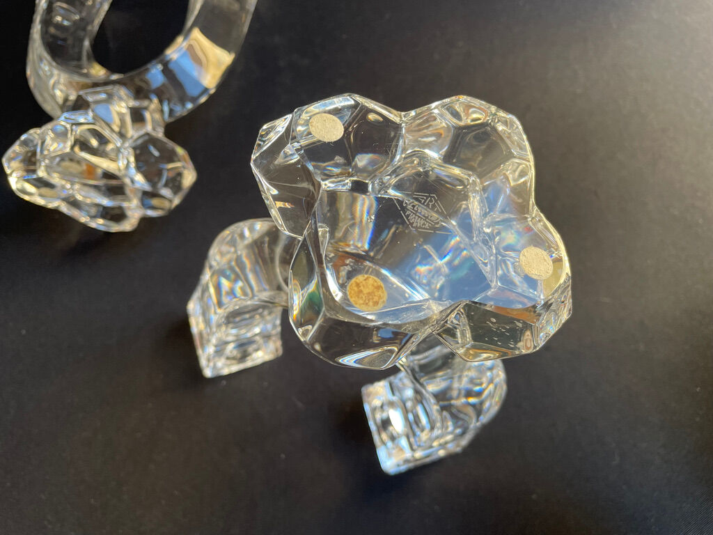 Cristallerie de Vannes le Châtel - Pair of torch candle holders - Cristal signé