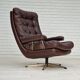 Vintage danish swivel leather armchair 1970s
