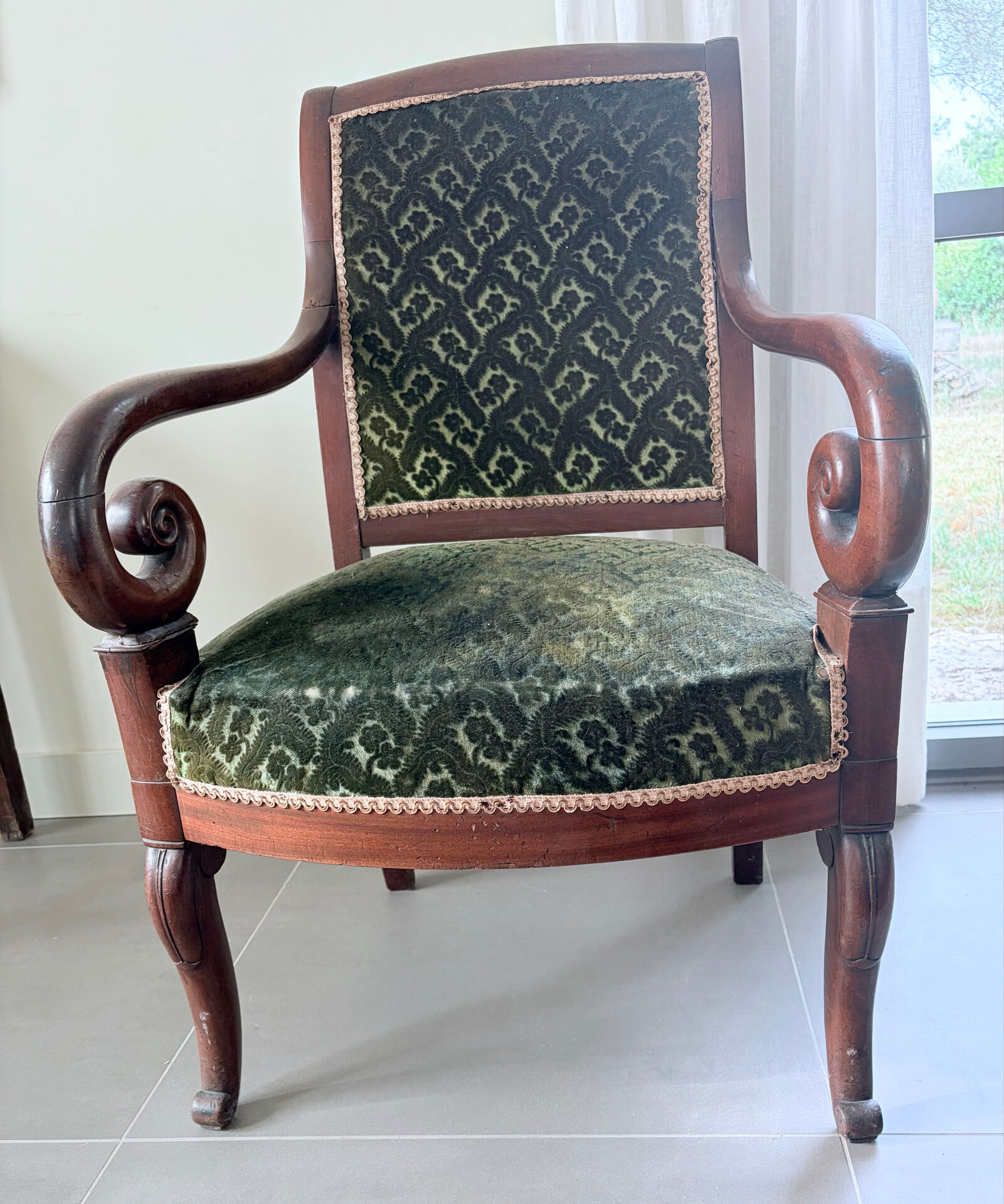 2 Fauteuils velours vert