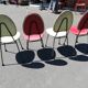 Série de 4 chaises vintage rouge et jaune