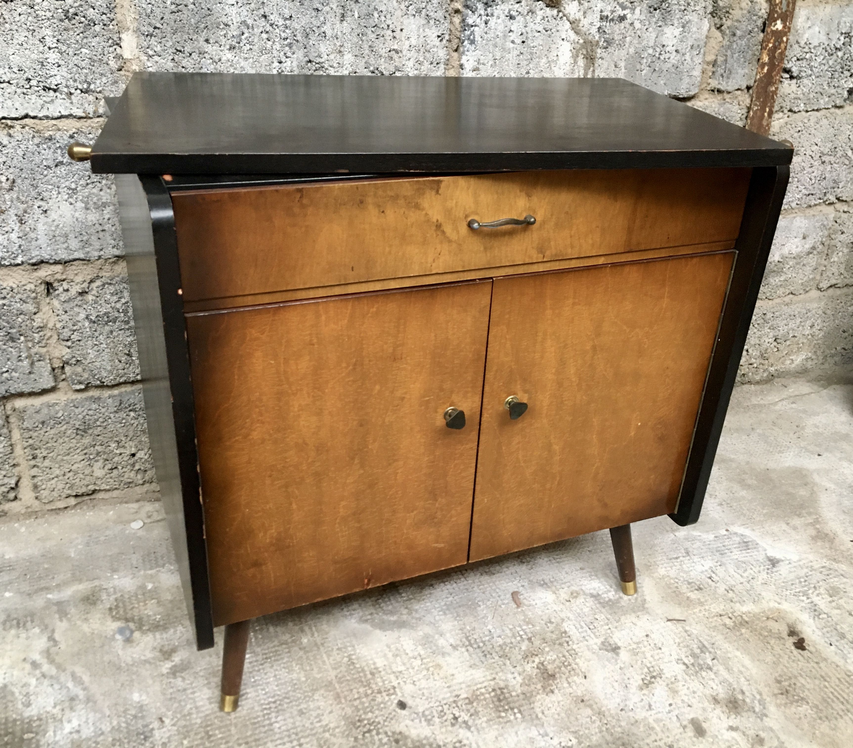 tv/hifi furniture enfilade bahut buffet vintage feet compass 1960