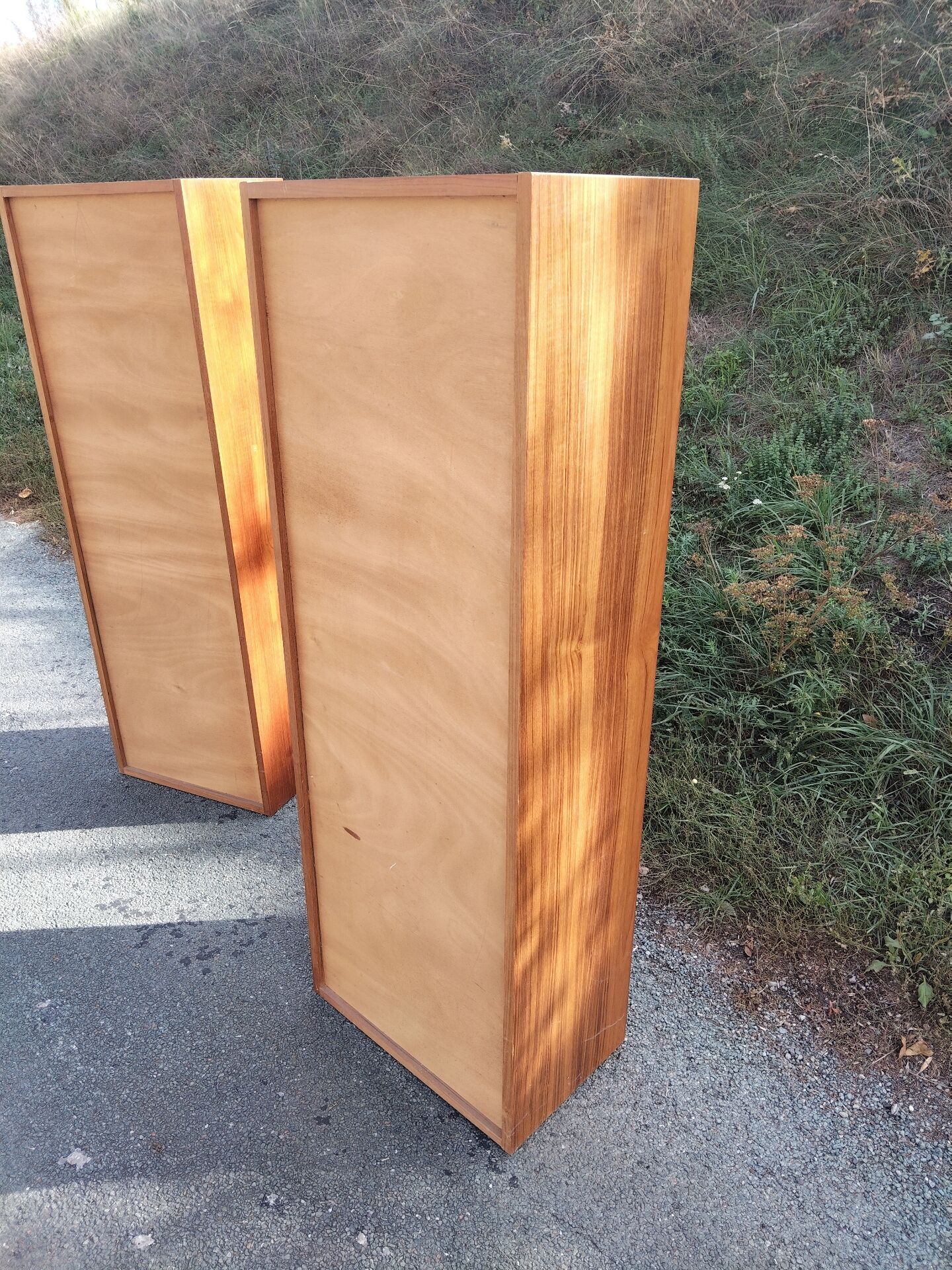 Pair of vintage column bookshelves from the 60s-70s Scandinavian style.