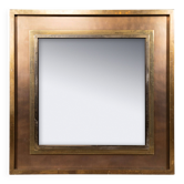 Miroir carré vintage en laiton et bronze du 20ème siècle par Belgo Chrom, Belgique