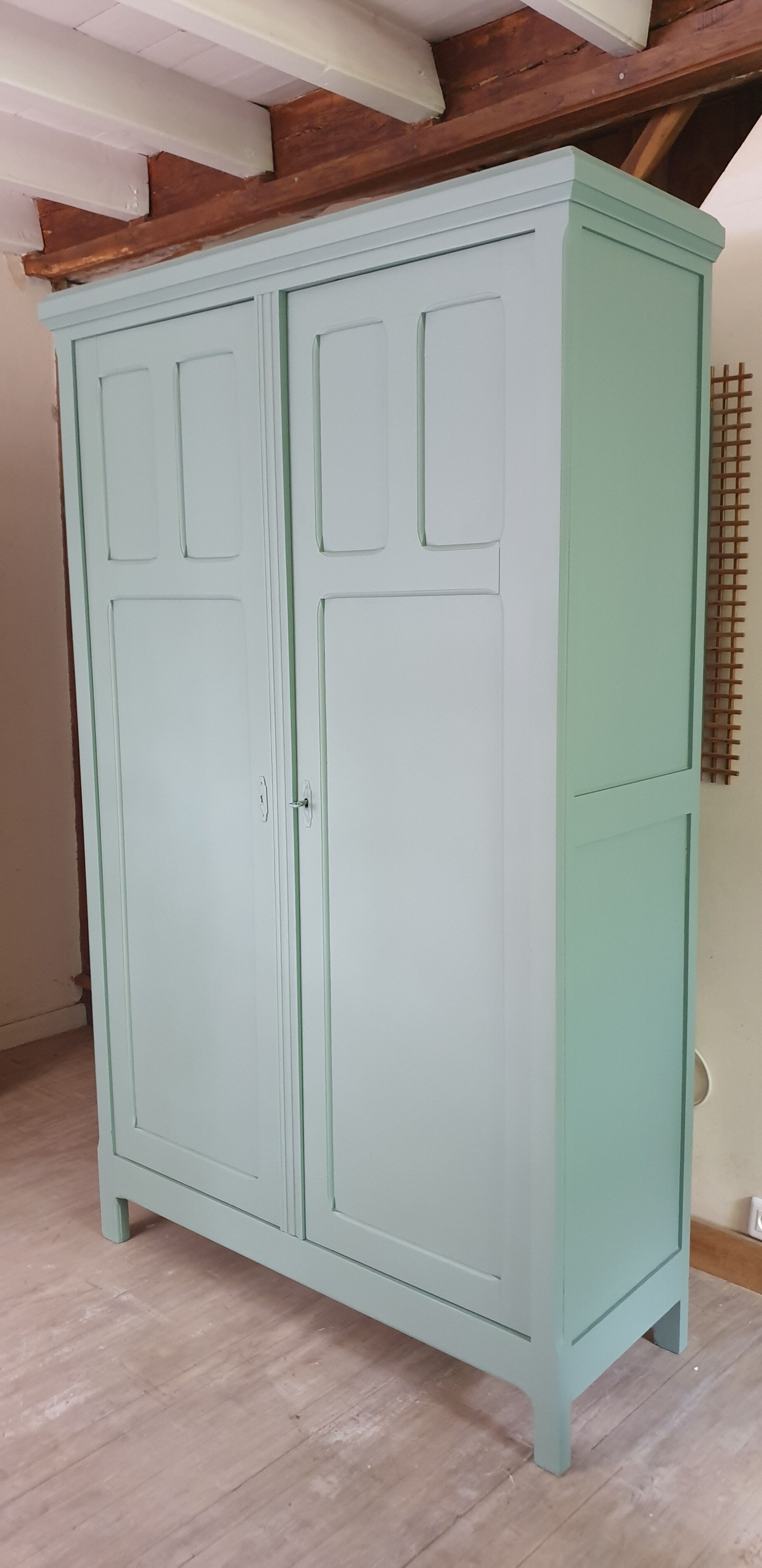 Green Parisian wardrobe of solid wood grey