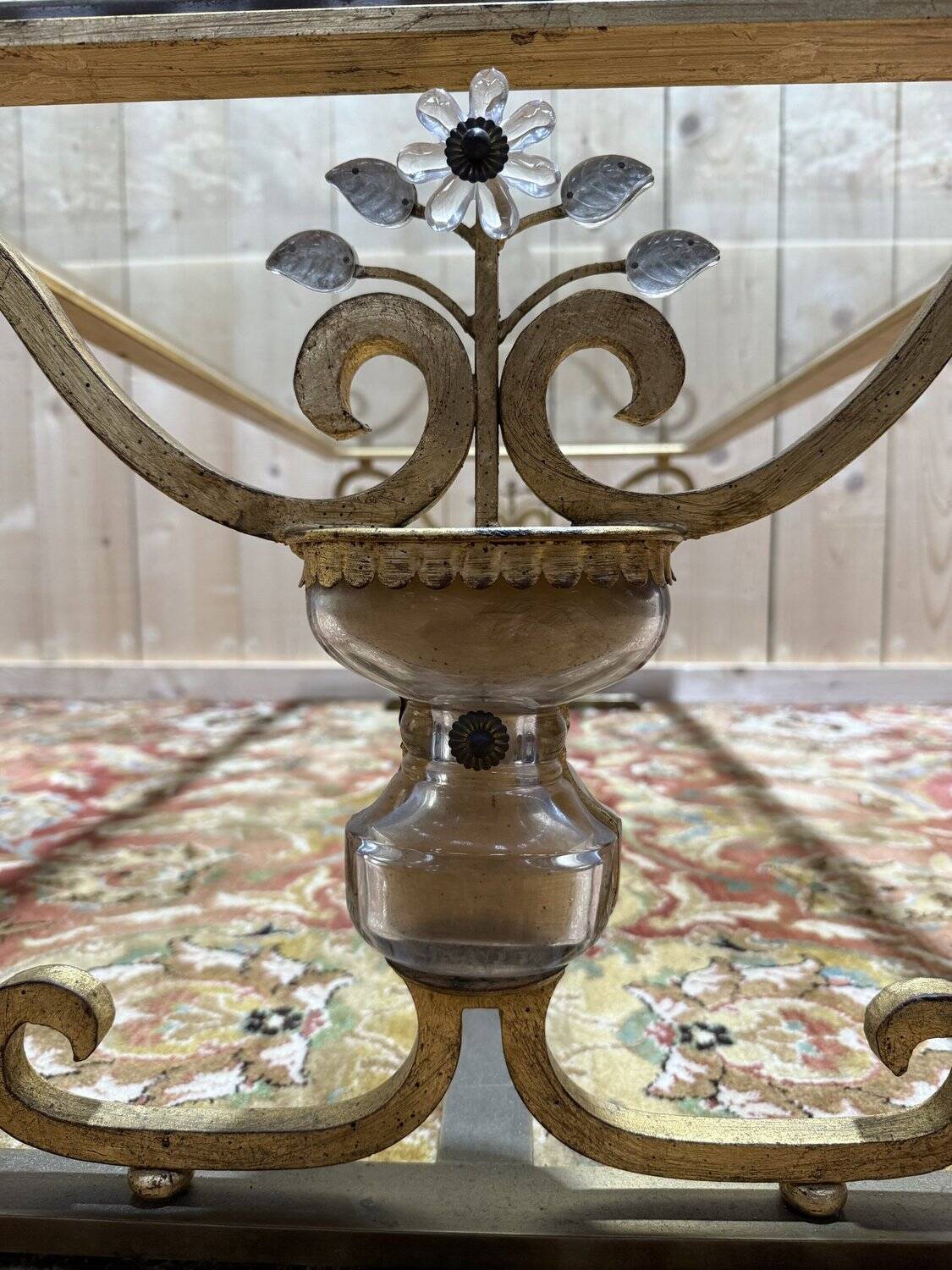 Gold metal and glass coffee table attributed to the BAGUÈS house.