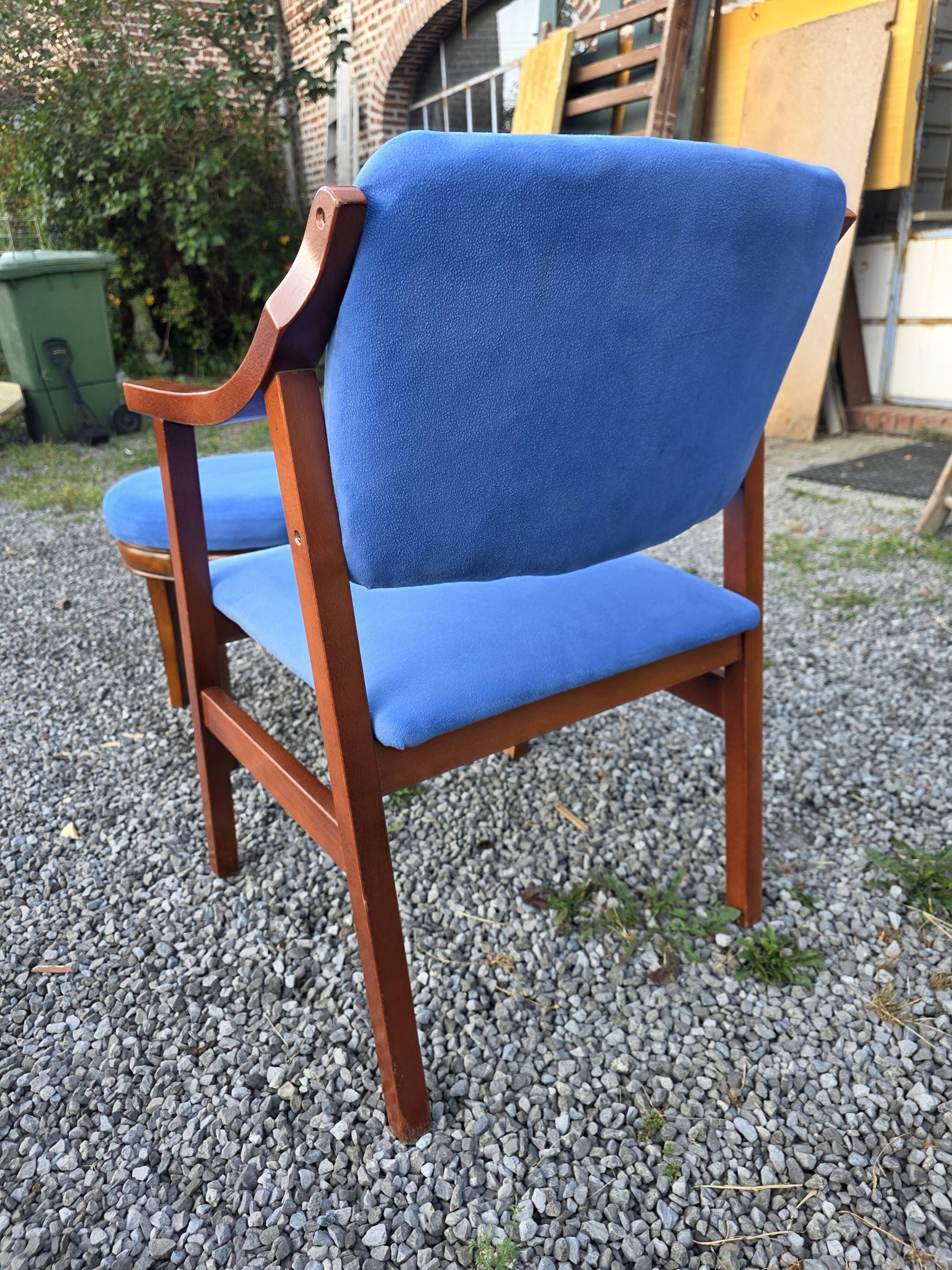 Scandinavian style armchair + velvet footrest