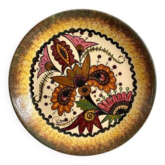Paul Fouillen decorative plate in Quimper earthenware, 50s-60s