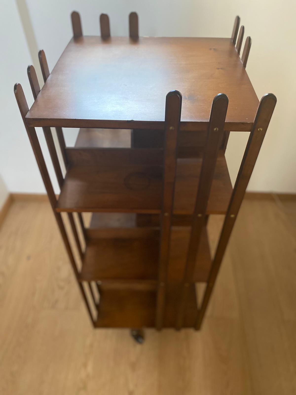 Swivel solid wood bookcase