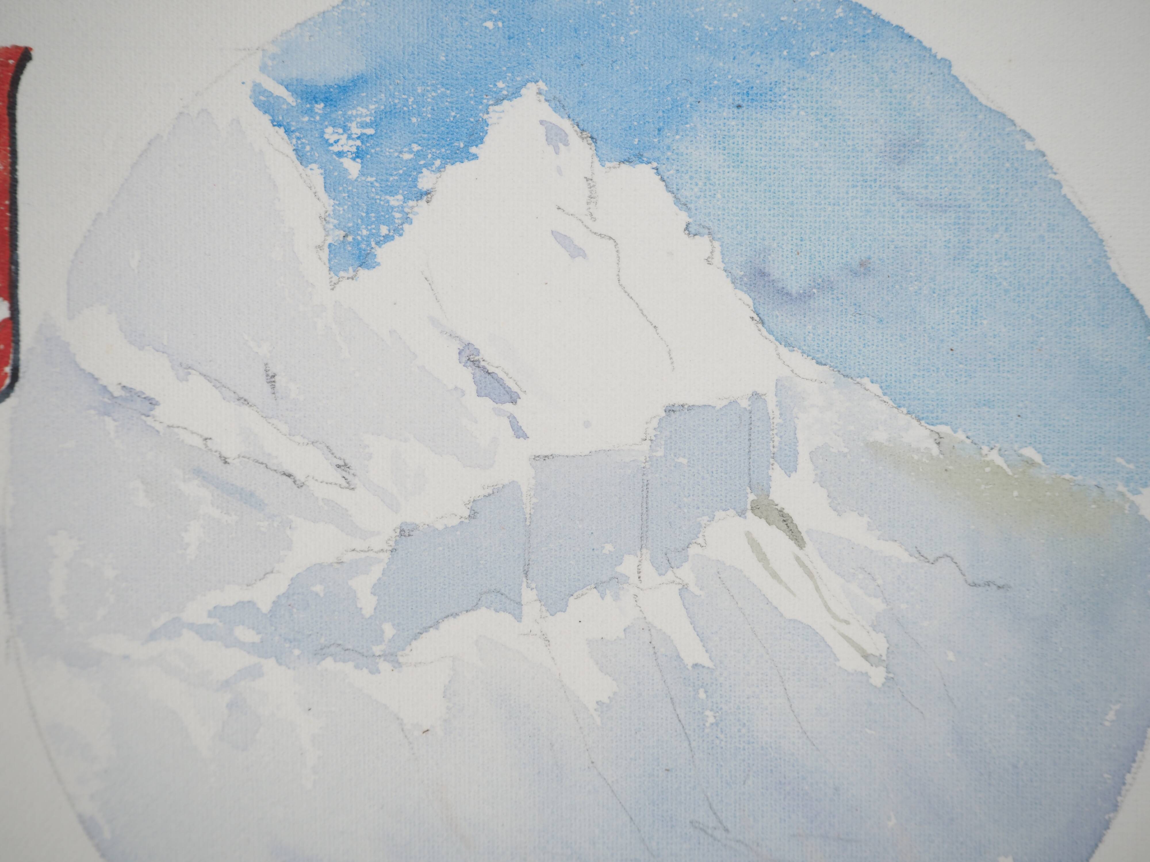 René LEVERD: Switzerland, Brüning Pass, Original signed watercolor