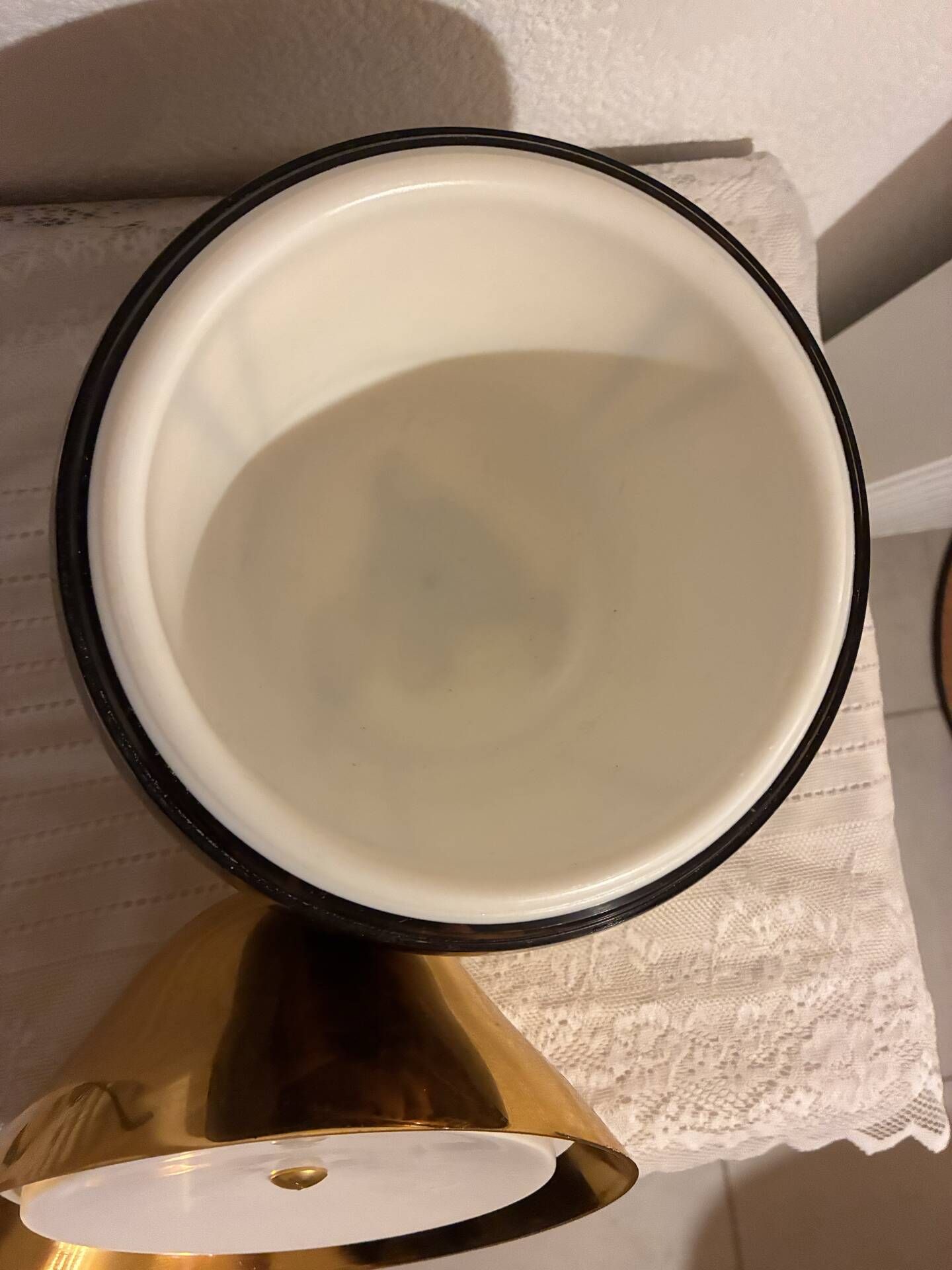 Vintage pear-shaped Luxium ice bucket – tortoiseshell & gold – year