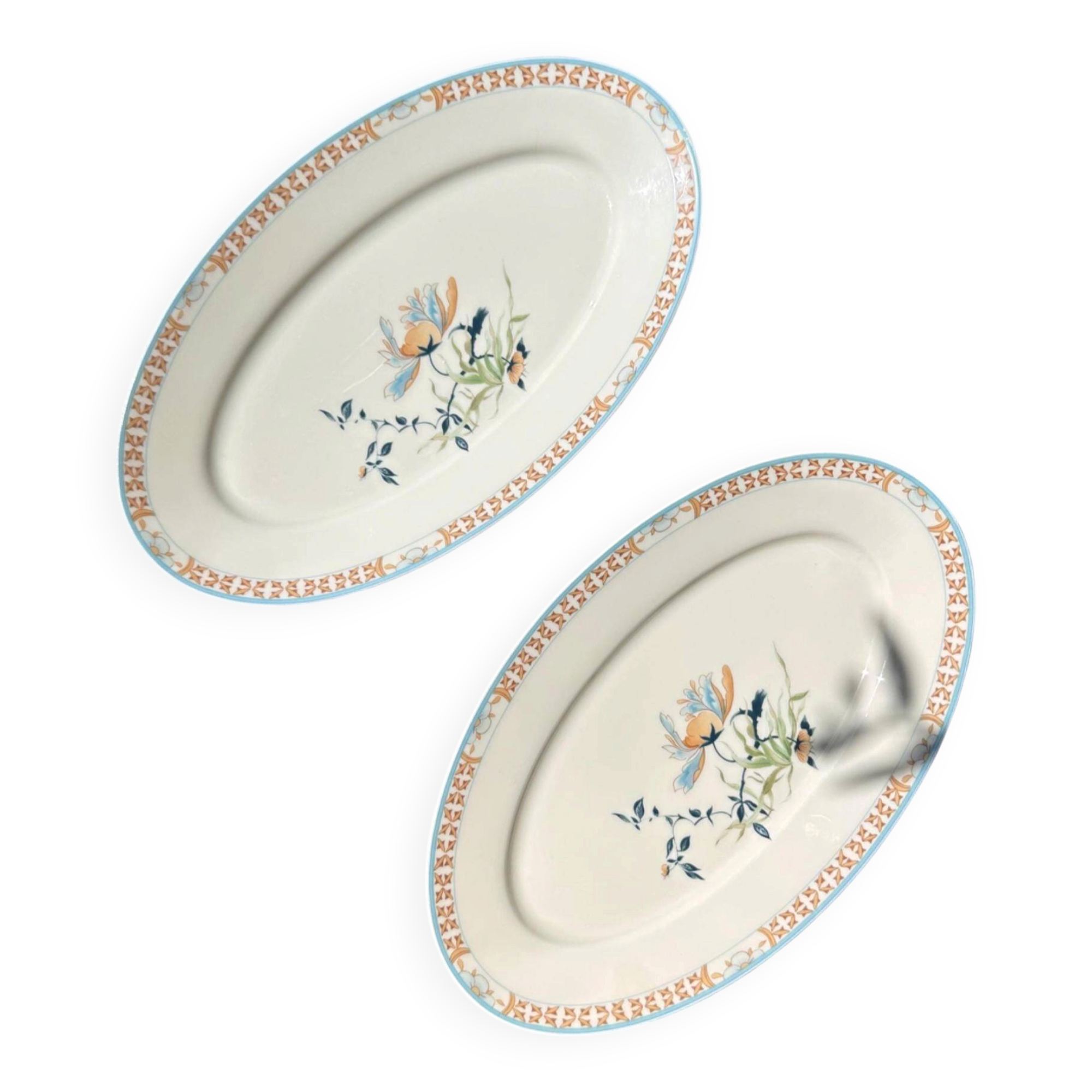 Limoges porcelain trays Jammet Seignolles Manille, set of 2