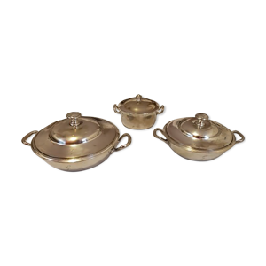 Lot de 3 Légumiers en métal argenté
