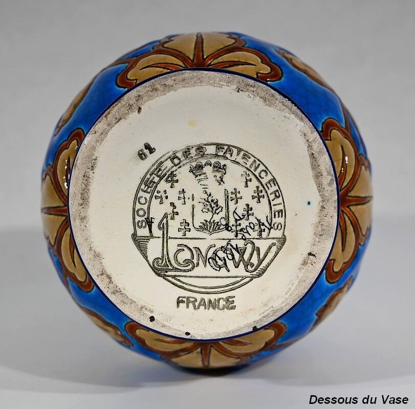 Vase decorated with flowers in enamels of longwy – early twentieth century