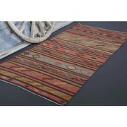 1970s Vintage Turkish Hand-Knotted Wool Cotton Red Runner Rug 117x227